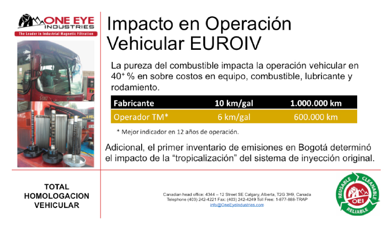 impacto de filtración magnética en vehicular Euro IV